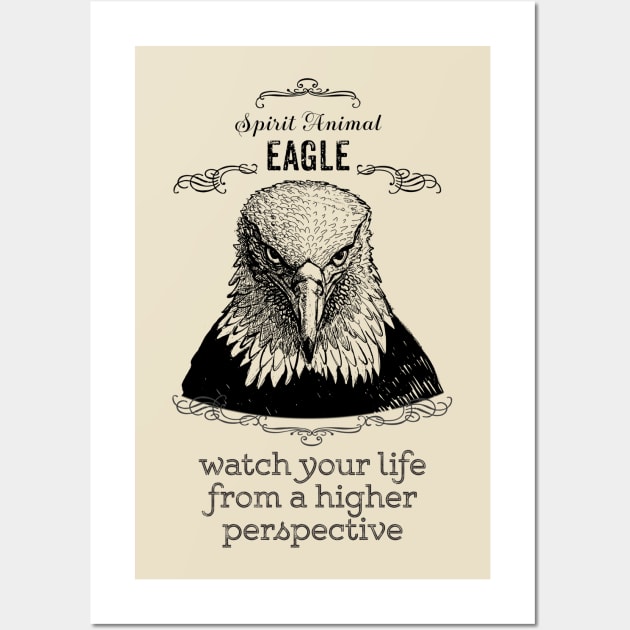 Spirit Animal - Eagle - black Wall Art by mnutz